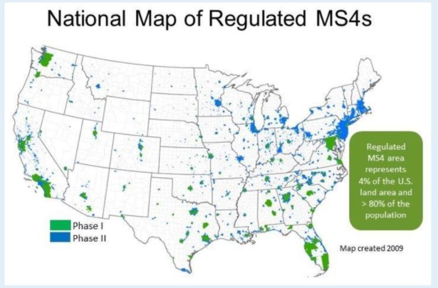 national map of regulated ms4